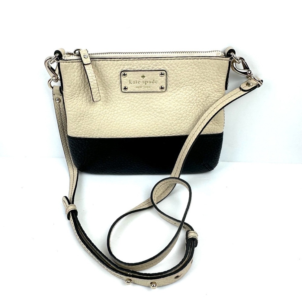 Kate Spade New York Grove Park Crossbody Bag Black Tan Leather‎ Handbag